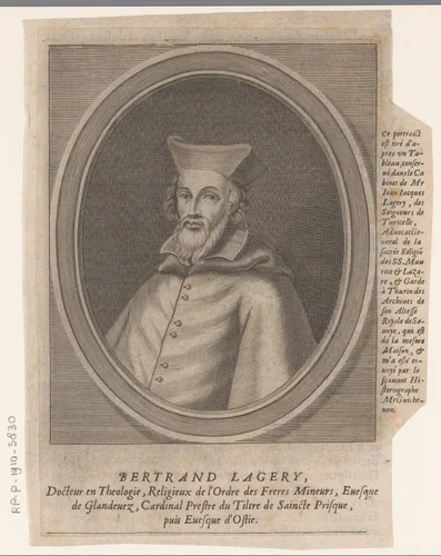 Portret van Bertrand Lagery by Etienne Picart, print, 1660