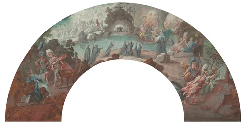 Aeneas in the Underworld, Design for a Fan by François Boucher, drawing, 1730-1799