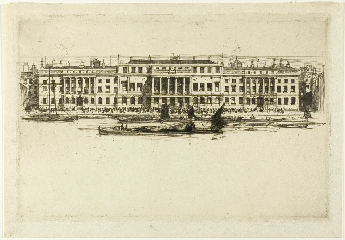 Custom House, plate one from the London Set by David Young Cameron, print, 1899