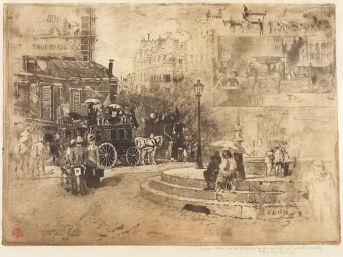 La Place Pigalle en 1878 (Place Pigalle in 1878) by Félix-Hilaire Buhot, print, 1878
