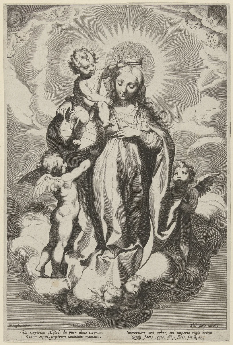 Kroning van Maria by anonymous, print, 1586-1612