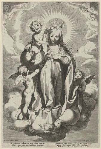 Kroning van Maria by anonymous, print, 1586-1612
