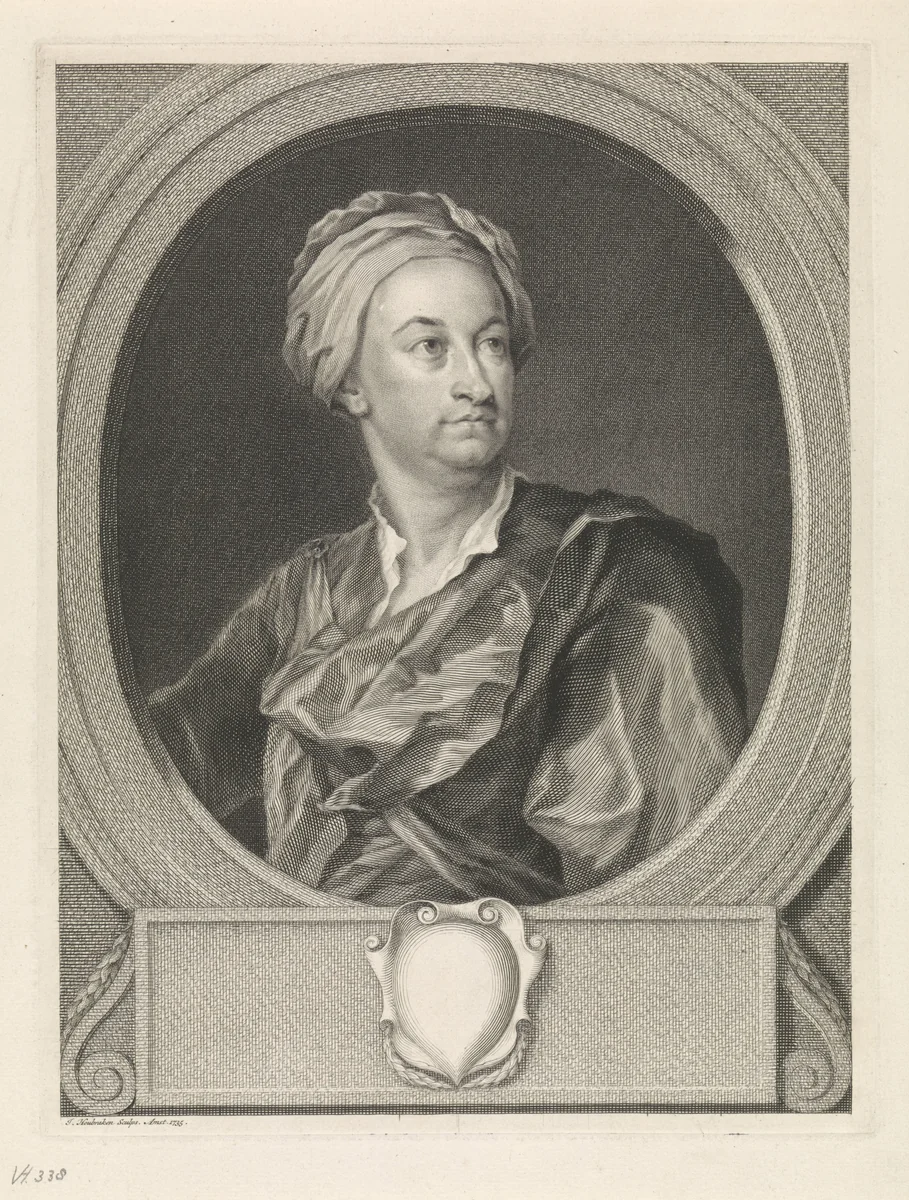 Portret van Matthew Prior by Jacob Houbraken, print, 1735