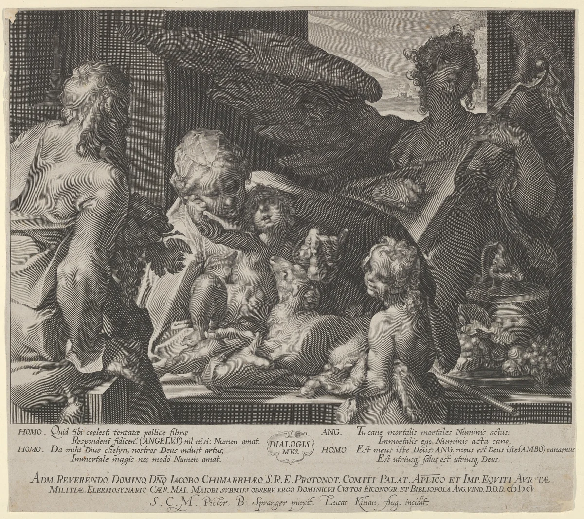 Holy Family with Saint John by Lucas Kilian, print, 1605