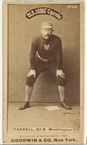 John A. "Jack" Farrell, 2nd Base, Washington Nationals, from the Old Judge series (N172) for Old Judge Cigarettes by Goodwin & Company, photograph, 1887