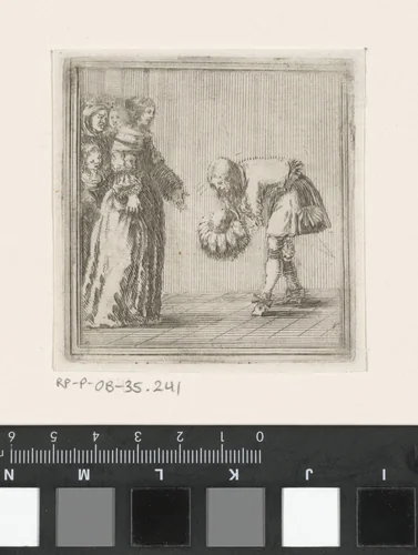 Jongeman buigt voor edelvrouw by anonymous, print, 1620-1664
