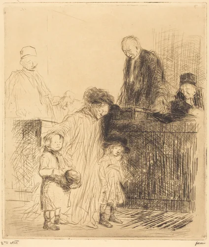 La sortie de l'audience (1ère planche) (Coming Out of the Hearing) (first plate) by Jean-Louis Forain, print, 1909