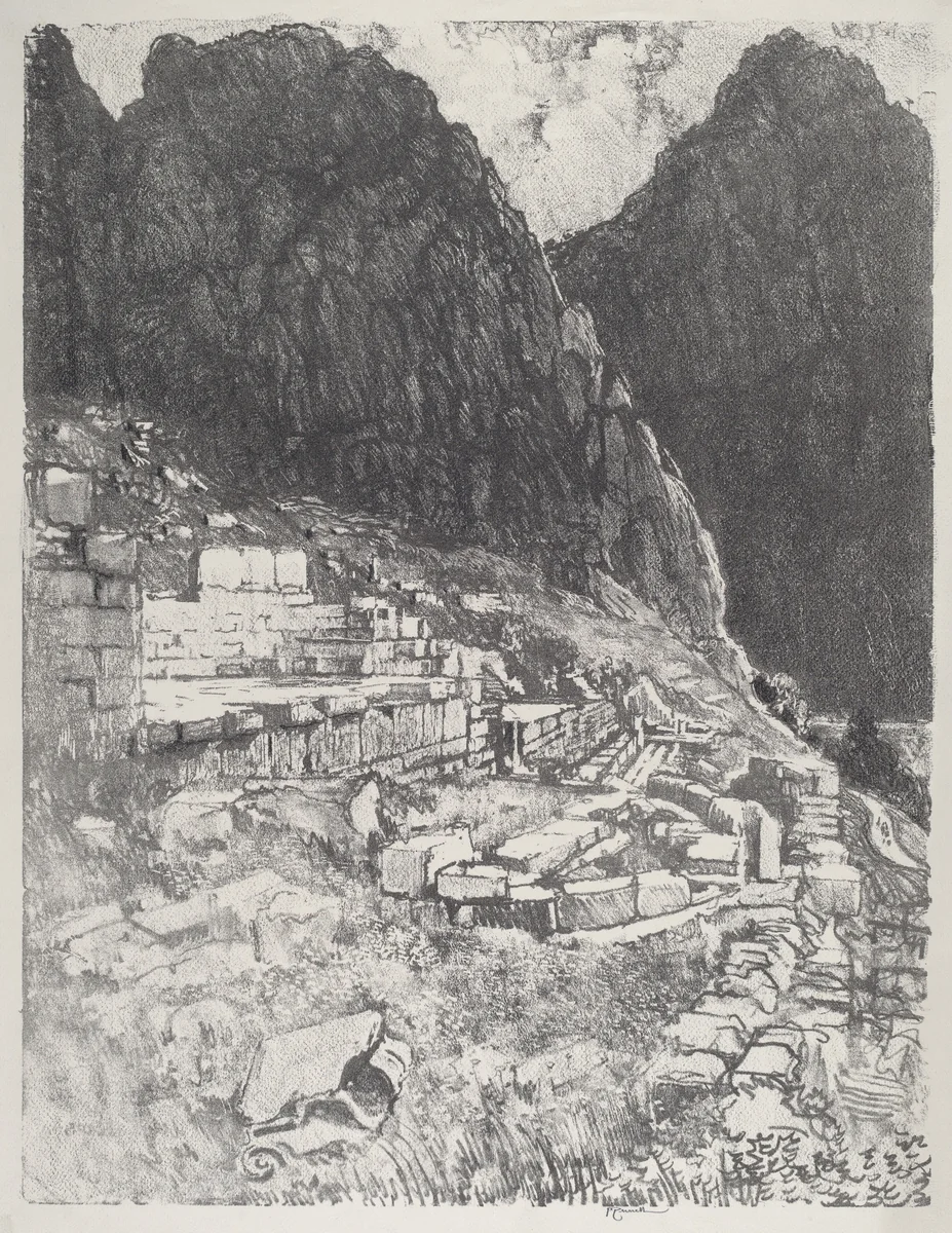 Seats of the Mighty, Delphi by Joseph Pennell, print, 1913