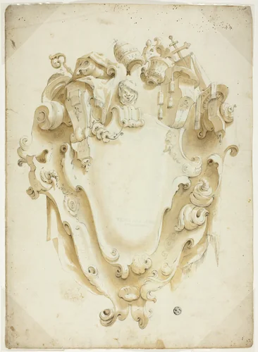 Design for Ecclesiastical Escutcheon by Unknown Artist, drawing, 1600-1699