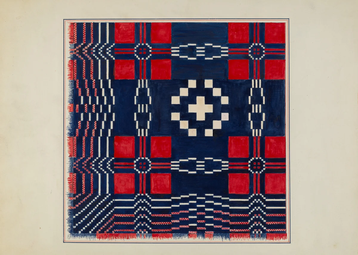 Woven Coverlet by Margaret Linsley; Cornelius Christoffels, index of american design, 1936