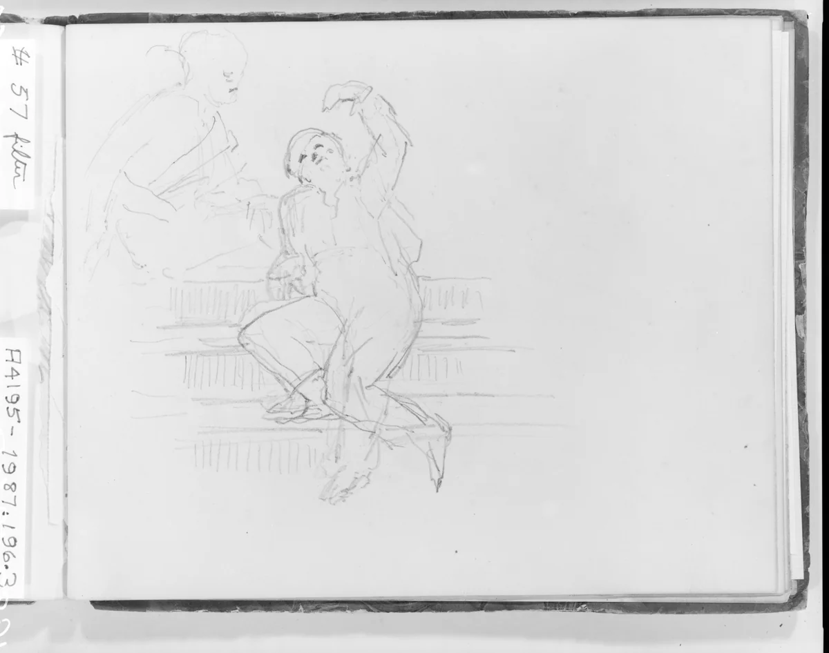 Man on Stairs (from Sketchbook) by Francis William Edmonds, artwork, 1835-1839