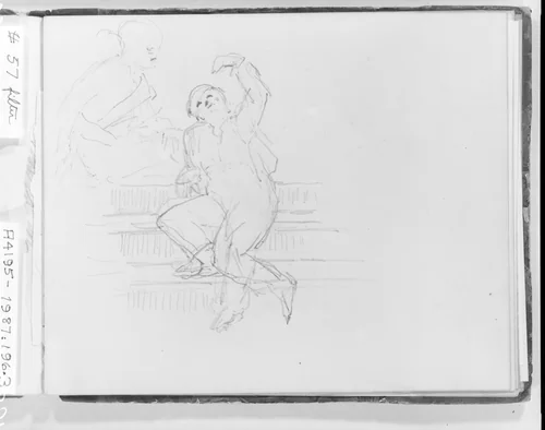 Man on Stairs (from Sketchbook) by Francis William Edmonds, artwork, 1835-1839