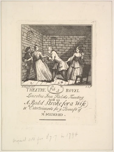 Benefit Ticket for Milward by Samuel Ireland, print, 1788