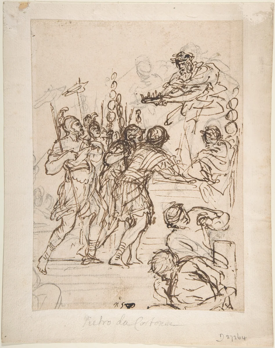 Study for the Age of Bronze by Pietro da Cortona, drawing, 1637