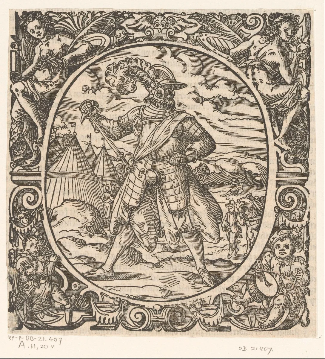 Officier voor een tentenkamp by Jost Amman, print, 1573