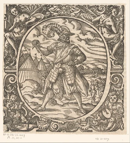Officier voor een tentenkamp by Jost Amman, print, 1573
