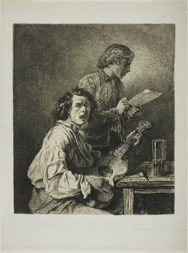 The Singers by Charles-Émile Jacque, print, 1845
