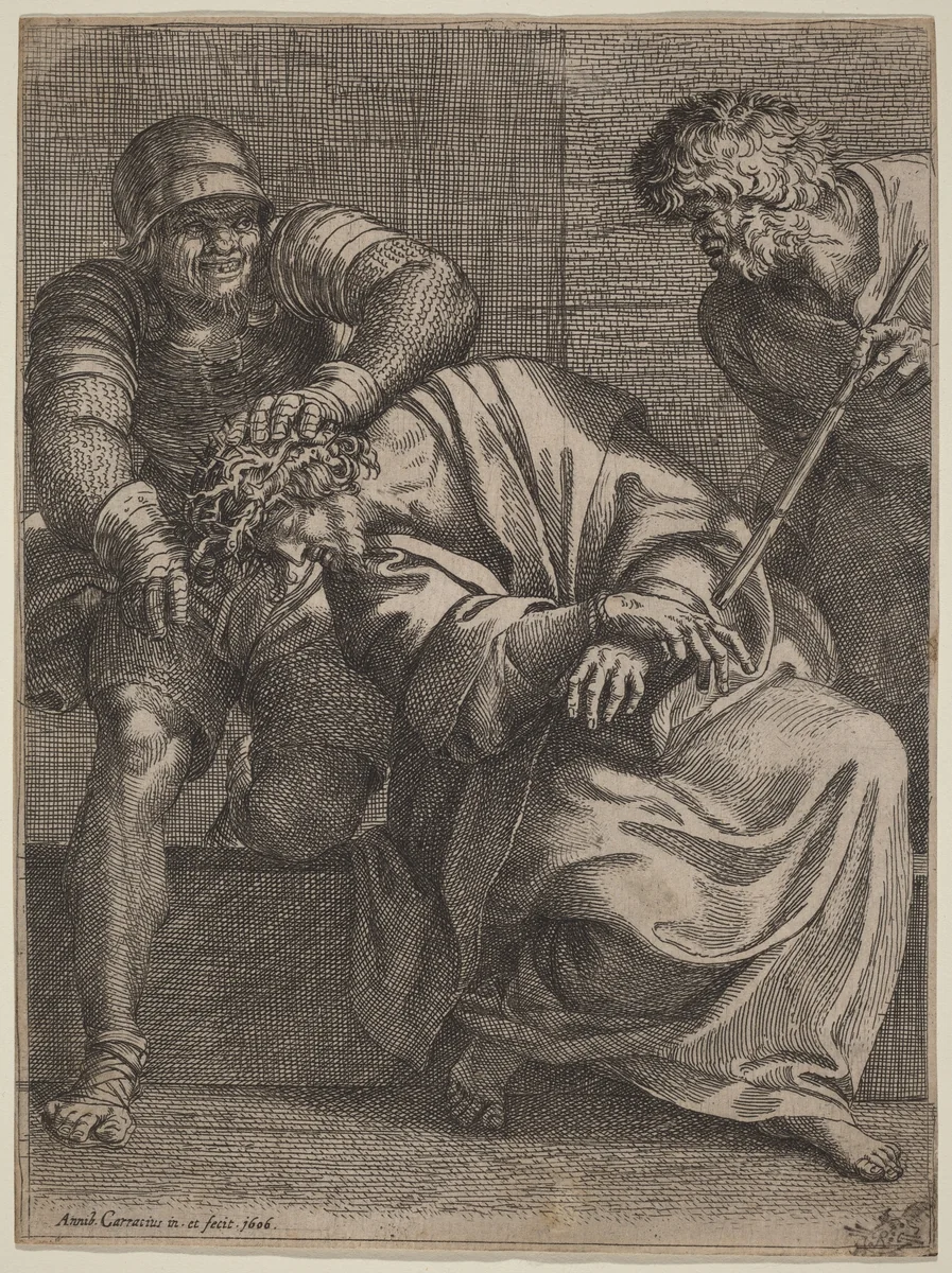 Christ Crowned with Thorns by Annibale Carracci, print, 1606