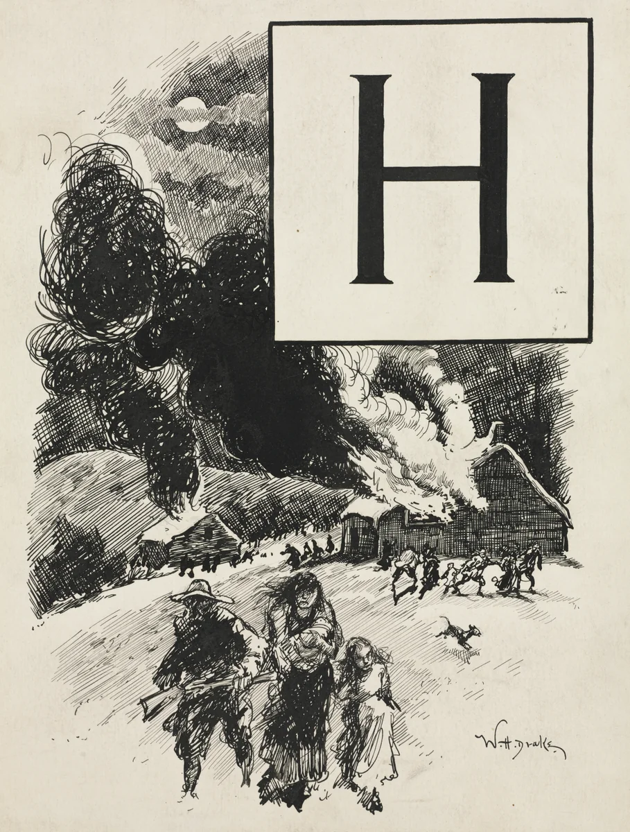 Inital H for Chapter LXXI from "Lorna Doone" by William Henry Drake, drawing, 1899