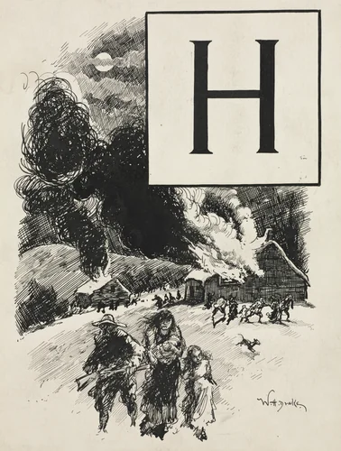 Inital H for Chapter LXXI from "Lorna Doone" by William Henry Drake, drawing, 1899