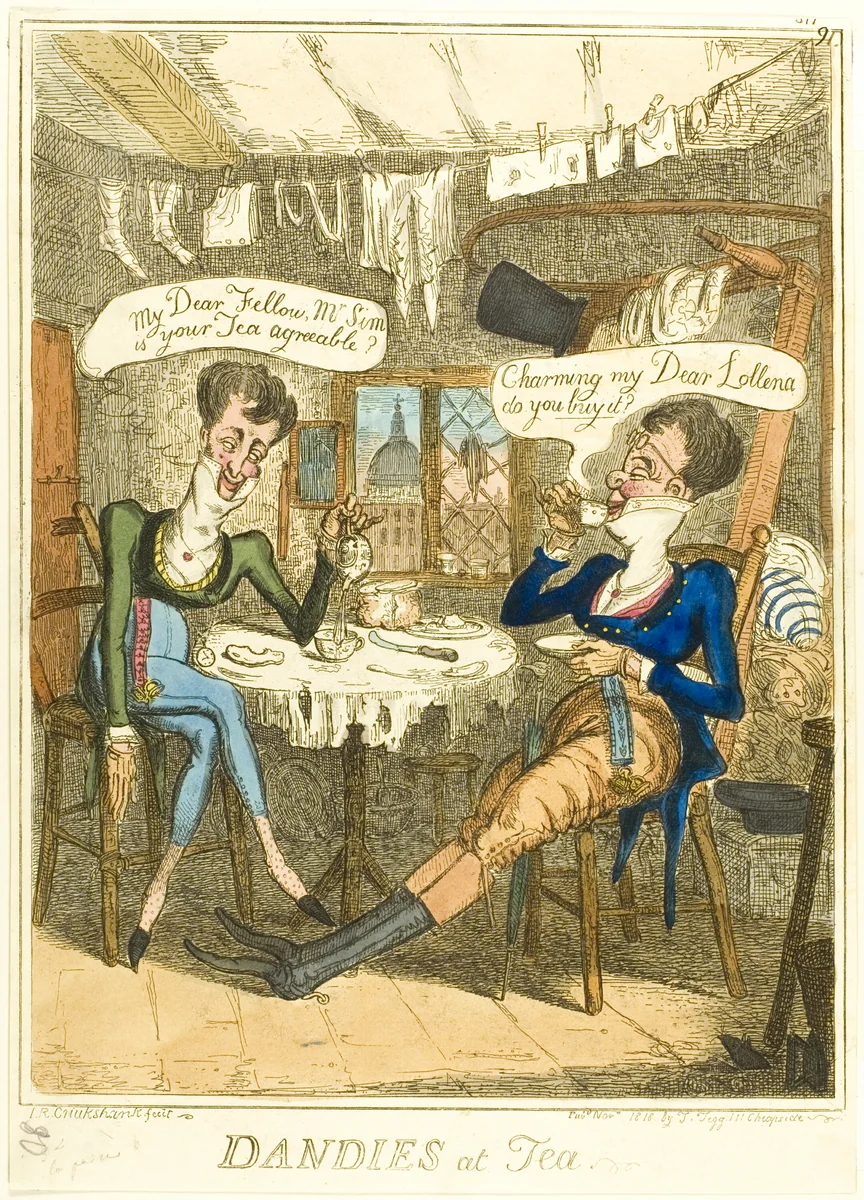 Dandies at Tea by Isaac Robert Cruikshank, print, 1818