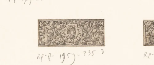 Ornament met portret van Publius Virgilius Maro in medaillon by anonymous, print, 1500-1599