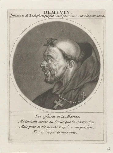 Portret van Demevin by Jacob Gole, print, 1691