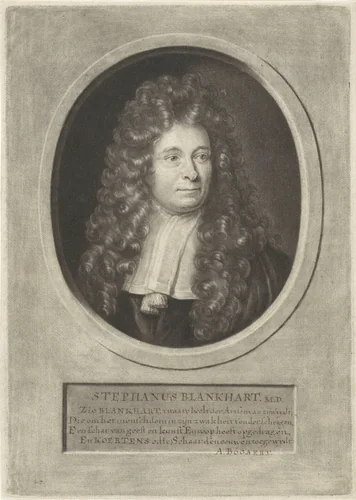 Portret van Steven Blankaart by Jacob Gole, print, 1670-1724