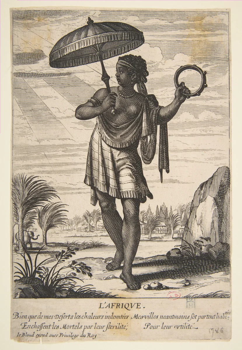 Allegory of Africa, from "The Four Continents" by Abraham Bosse, print, 1630-1676