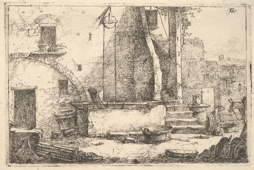 The Well, from the series Landscape Scenes by Thomas Wijck, print, 1610-1677