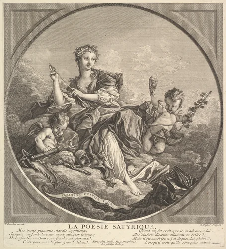 Satyrical Poetry by Claude Augustin Duflos le Jeune, print, 1736-1746