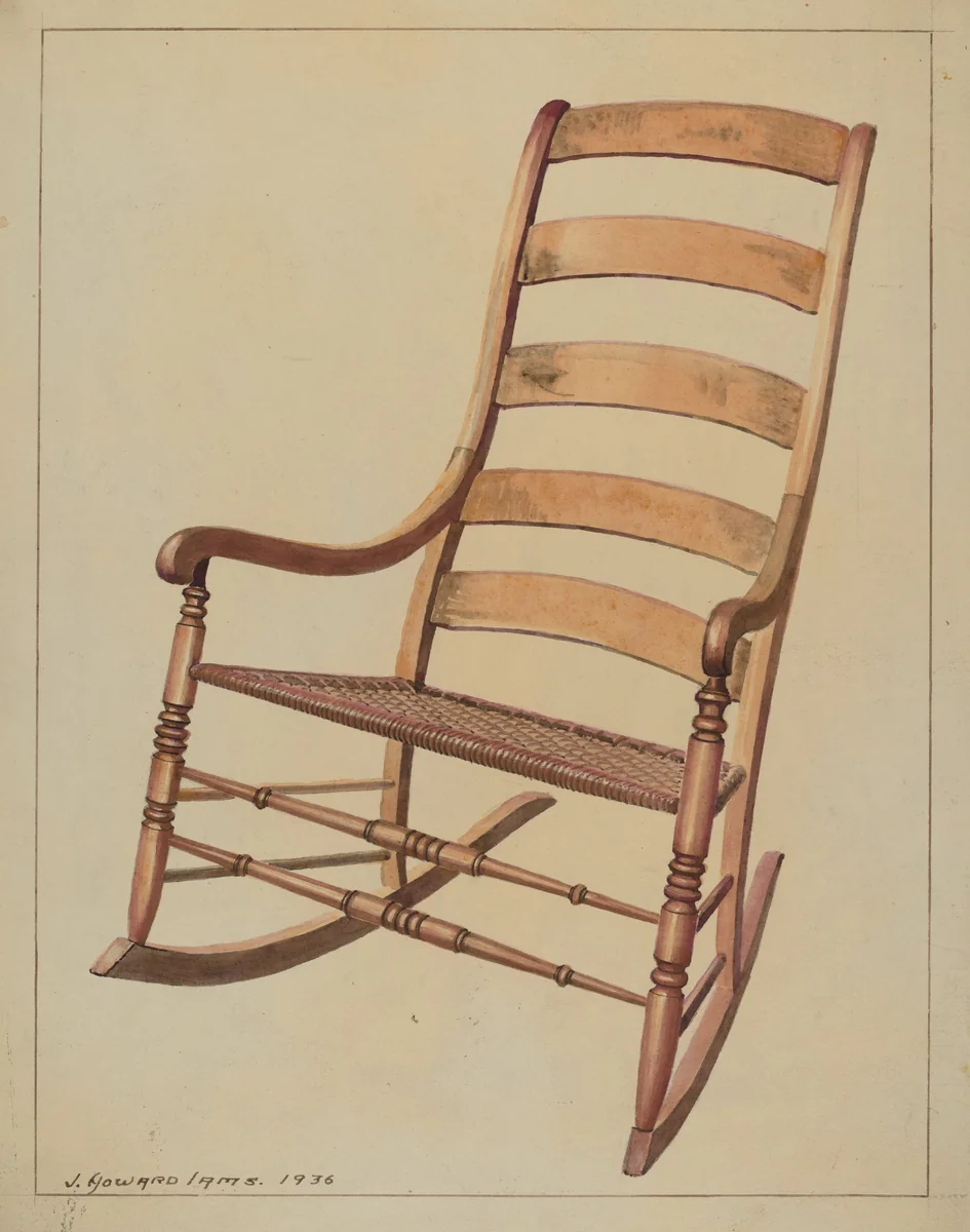 Ladder Back Rocking Chair by J. Howard Iams, index of american design, 1936