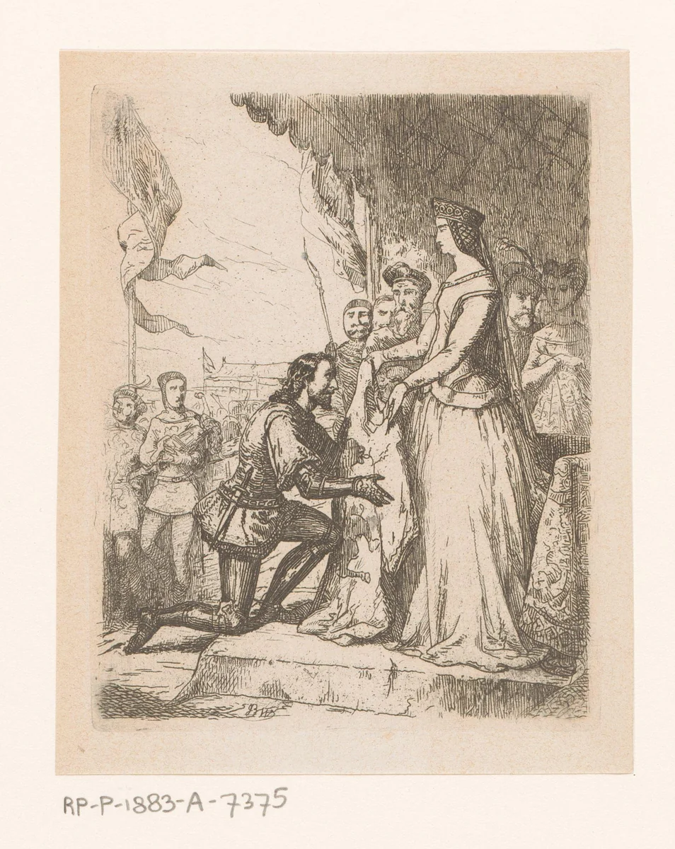 Bruno als overwinnaar van het steekspel by Johan Bernhard Wittkamp, print, 1857