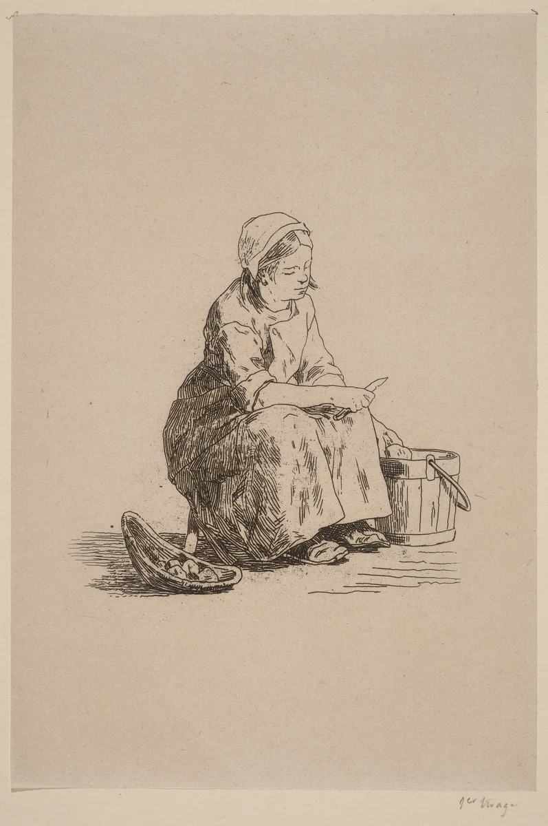 The Little Potato Peeler (La petite peleuse de pommes de terre) by Félicien Rops, print, 1833-1898