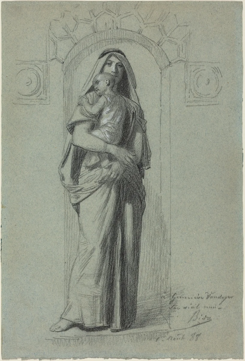 Mother and Child by Alexandre Bida, drawing, 1888