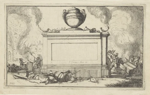 Reeks van dertien afbeeldingen van de dorpen en kastelen in de provincie Utrecht door de Fransen in 1672 verwoest by Isaac Sorious, print, 1672-1676