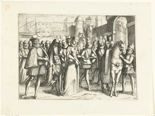 Aankomst van Margaretha van Oostenrijk in Valencia by Jacques Callot, print, 1612
