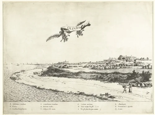Gezicht op Olinda, ca. 1637 by Jan van Brosterhuyzen, print, 1645-1647