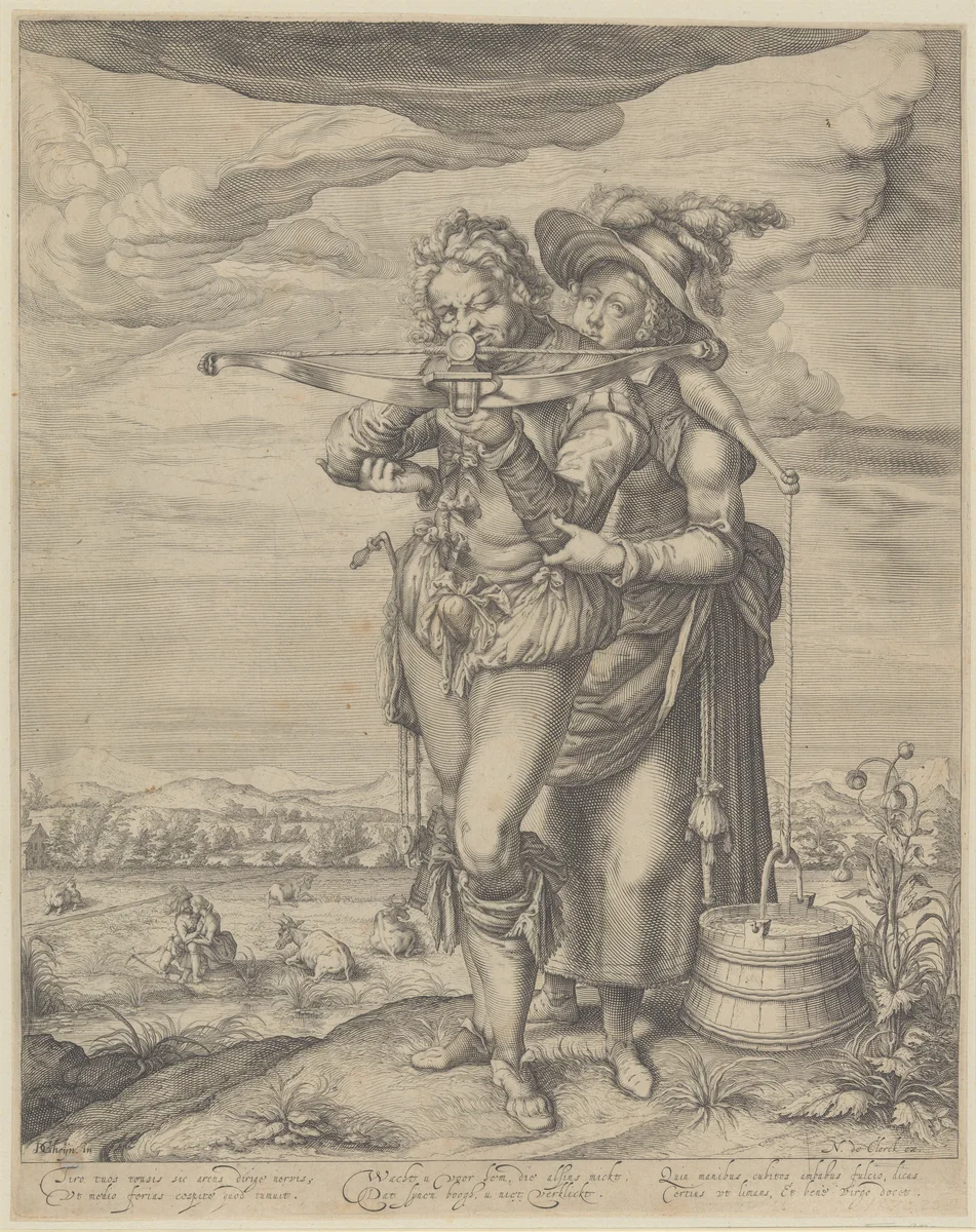The Archer and the Milkmaid by Jacques de Gheyn II, print, 1605-1615
