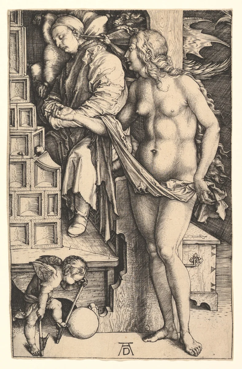 The Dream of the Doctor by Albrecht Dürer, print, 1493-1503