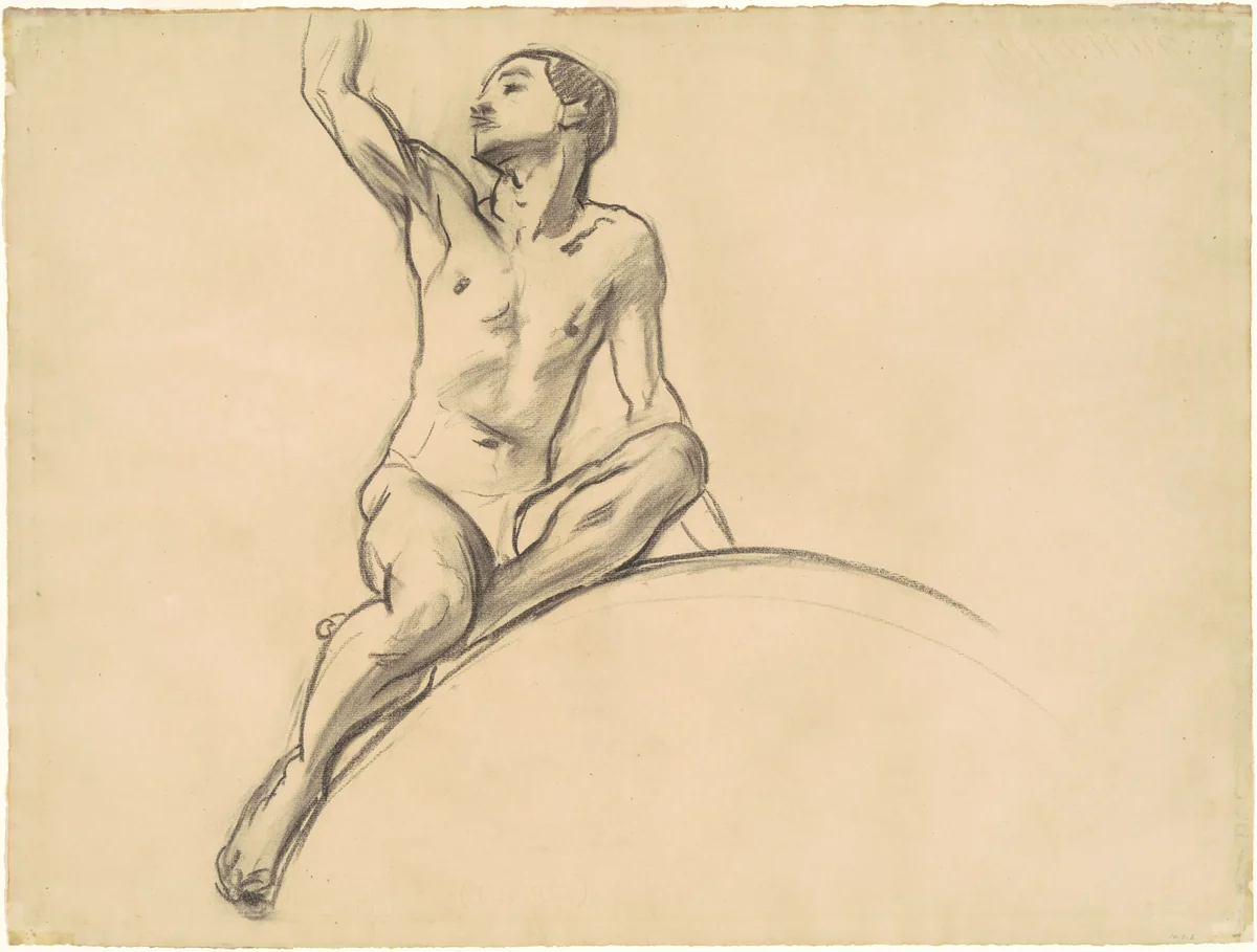 Study for Figure above "Music" by John Singer Sargent, drawing, 1919-1920