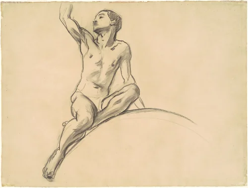 Study for Figure above "Music" by John Singer Sargent, drawing, 1919-1920