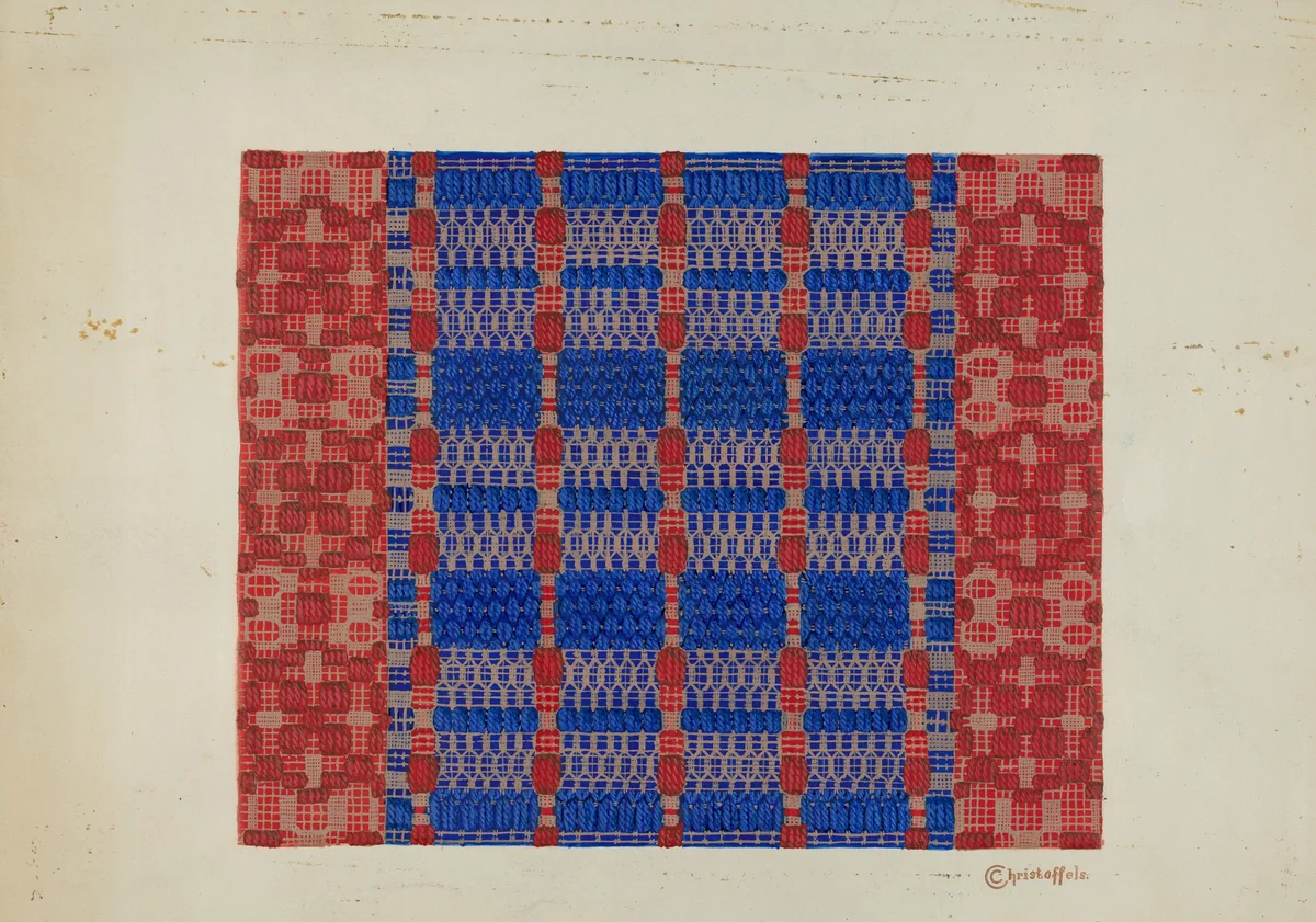 Coverlet (Section) by Cornelius Christoffels, index of american design, 1937