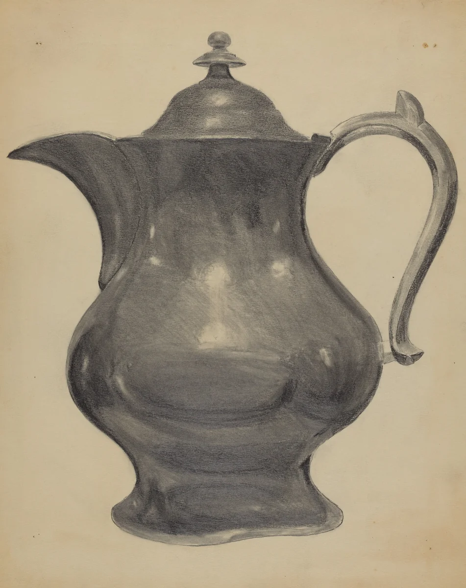 Pewter Pitcher by Charles Cullen, index of american design, 1936