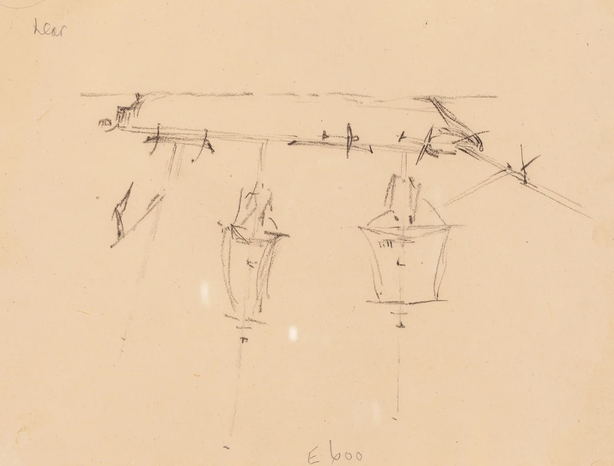 A Sailing Ship [verso] by Edward Lear, drawing, 1839-1845