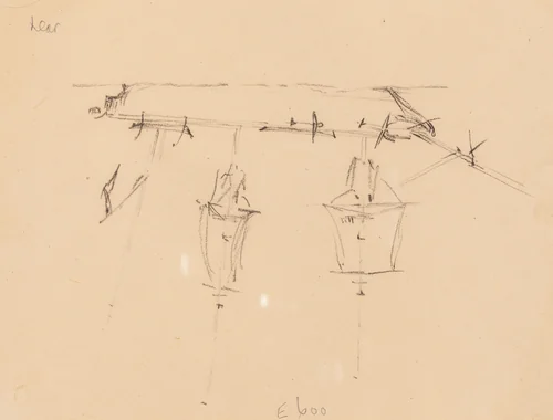 A Sailing Ship [verso] by Edward Lear, drawing, 1839-1845