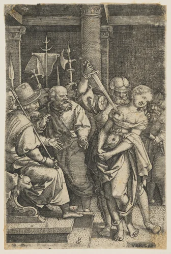 Virginia Killed by Her Father, Lucius Virginius by Georg Pencz, print, 1541-1552