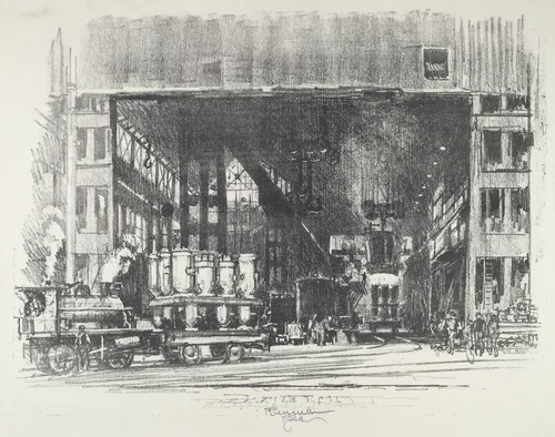 The Urns, Casting Big Shells by Joseph Pennell, print, 1916