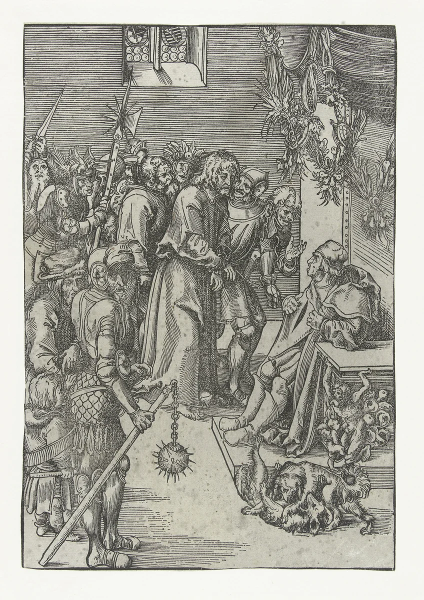 Christus voor Annas by Lucas Cranach, print, 1509