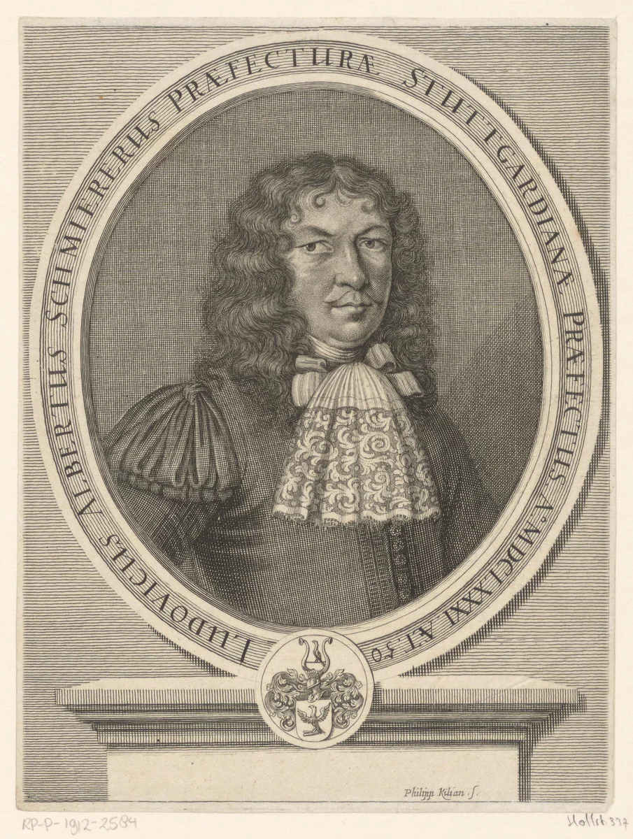 Portret van Ludwig Albert Schmierer by Philipp Kilian, print, 1681-1693